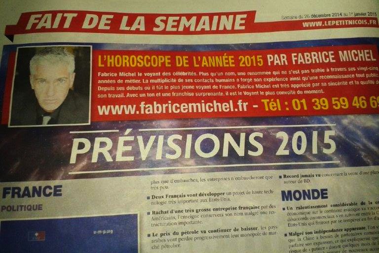 Les prévisions 2015 de Fabrice Michel dans Le Petit Niçois