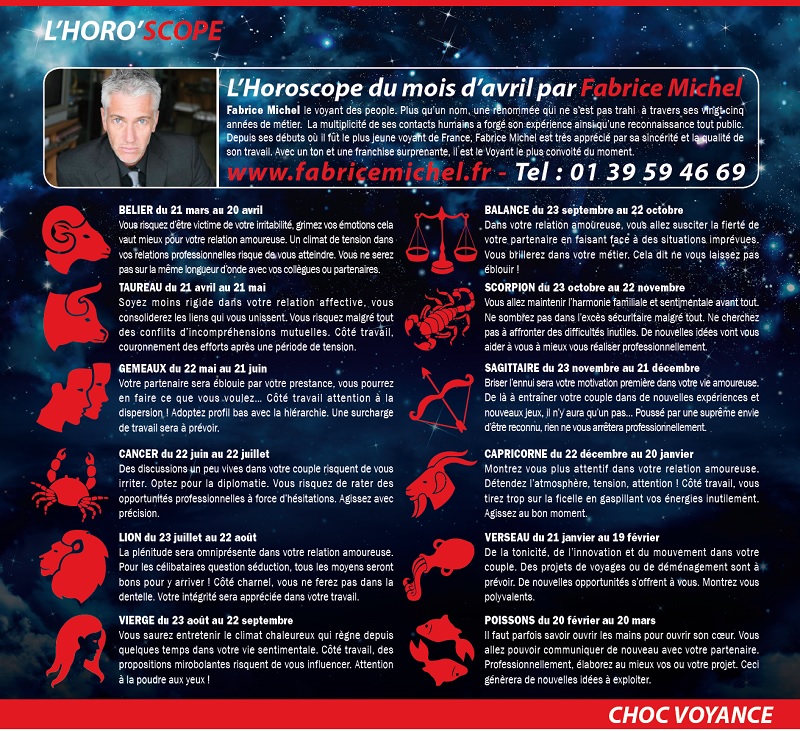 Horoscope dans le magazine Choc (Avril 2014)
